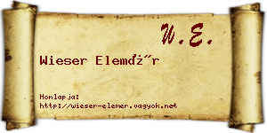 Wieser Elemér névjegykártya
